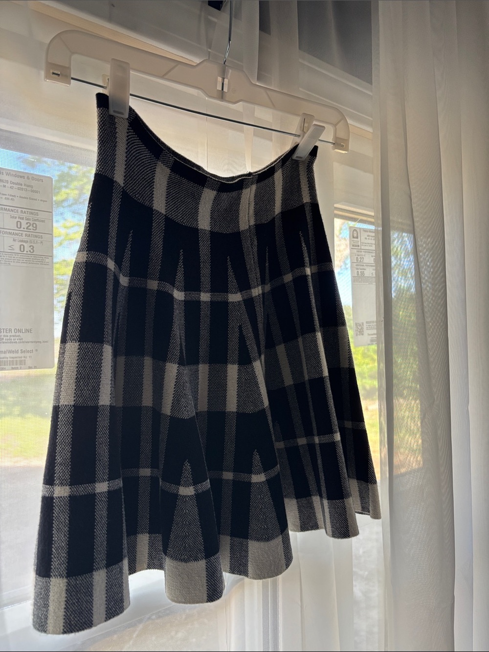 Classic Black & Gray Plaid Circle Skirt